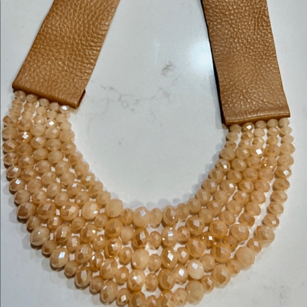 STUNNING beaded and leather choker